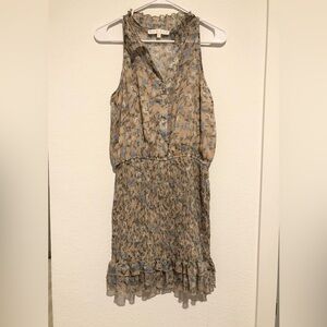 Karlie Beige Dress with Blue Floral Print